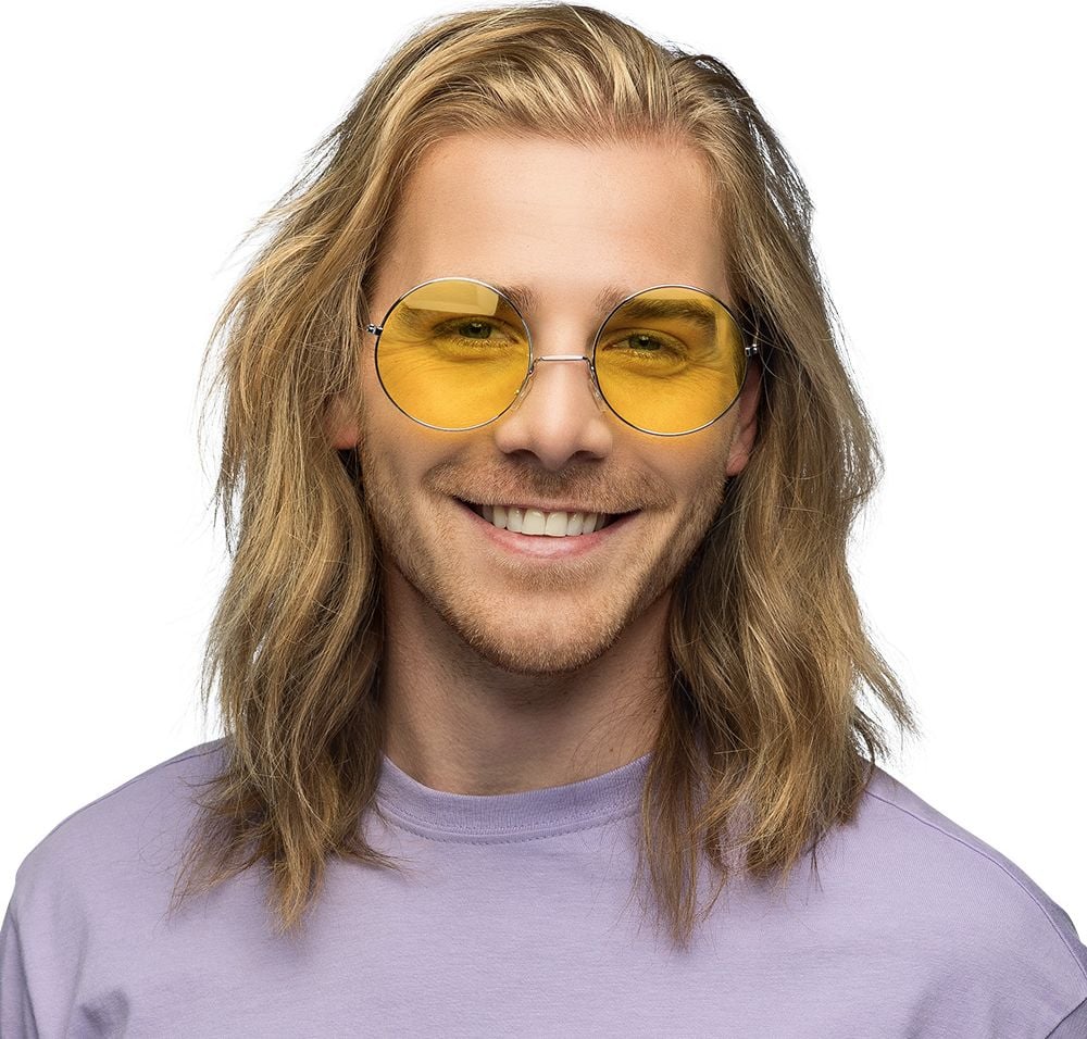 Gele Hippie Ronde Zonnebril