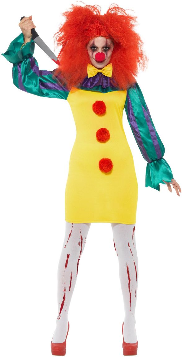 Gele horror clown vrouwen kostuum