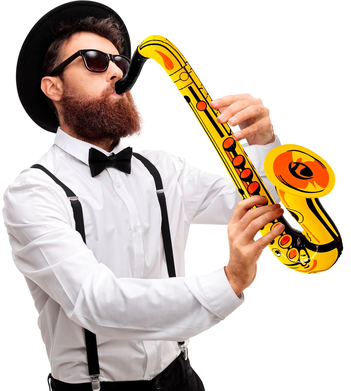 Gele saxofoon opblaasbaar