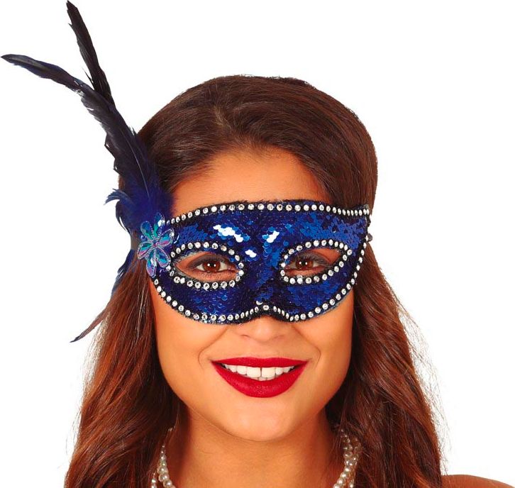 Gemaskerd bal blauw oogmasker