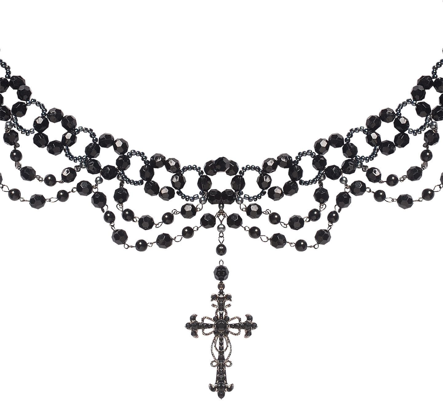 Geparelde gothic ketting met kruis