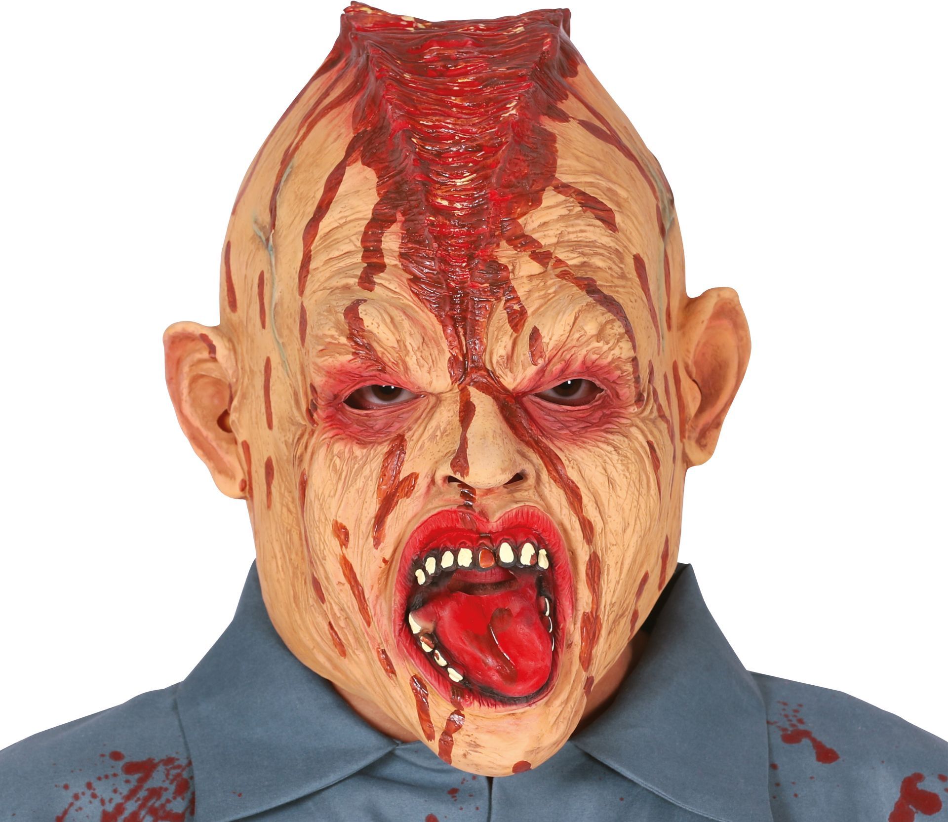 Gespleten hoofd zombie masker