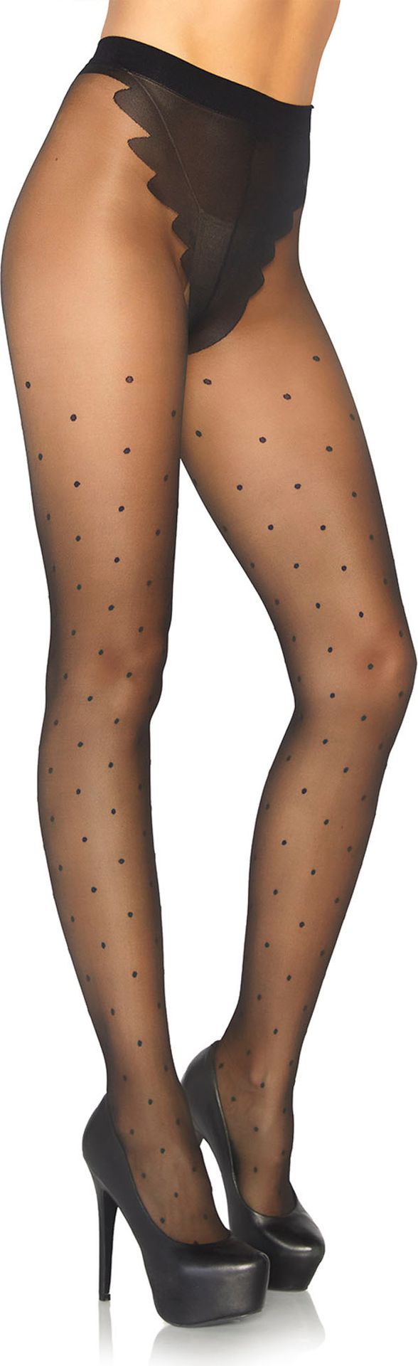 Gestippelde panty zwart