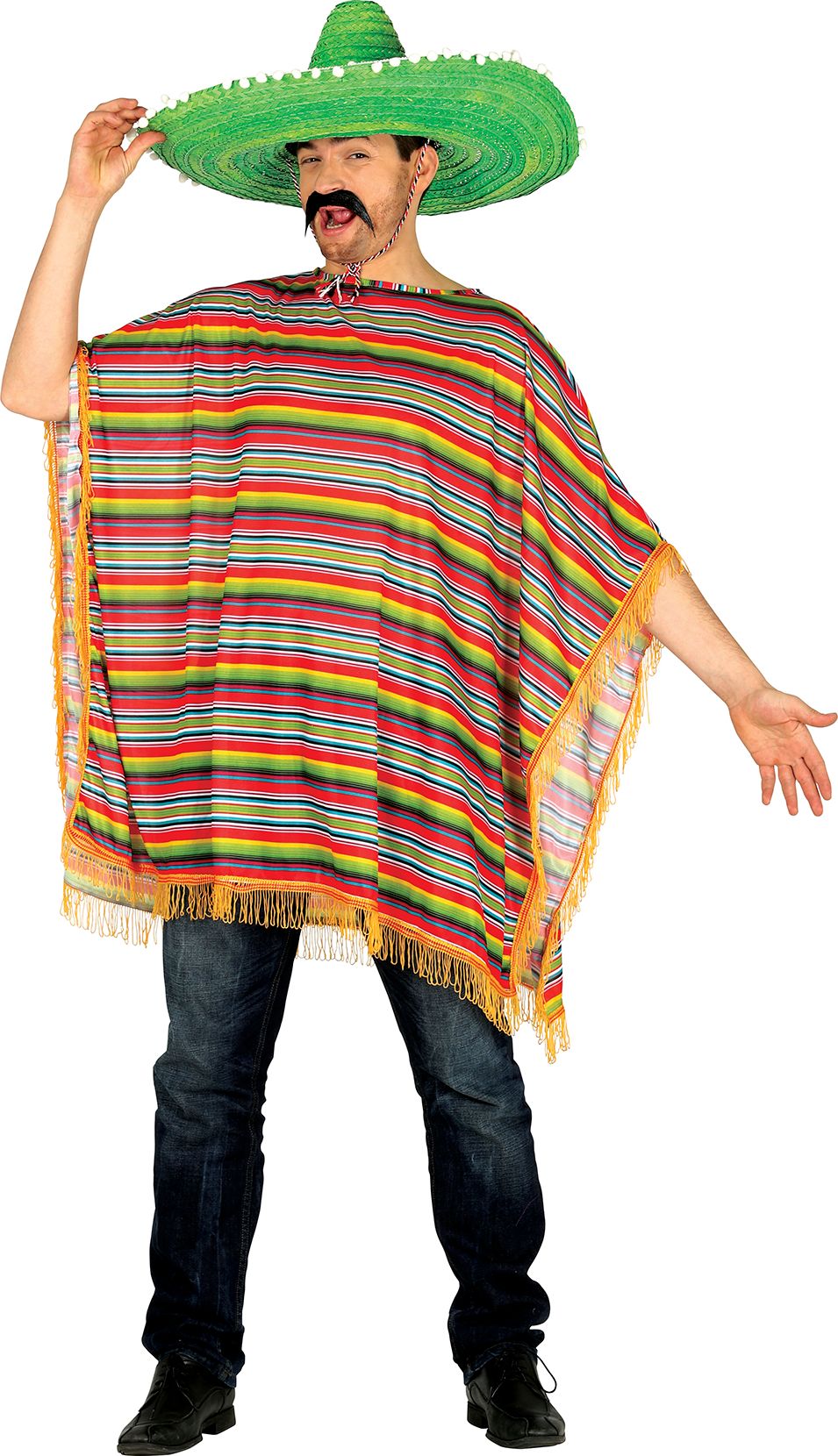 Gestreepte Mexicaanse poncho