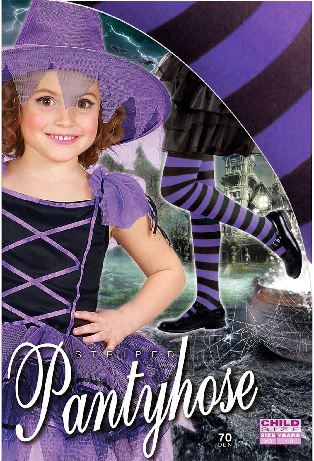 Paars zwart gestreepte kinderpanty Feestkleding.nl
