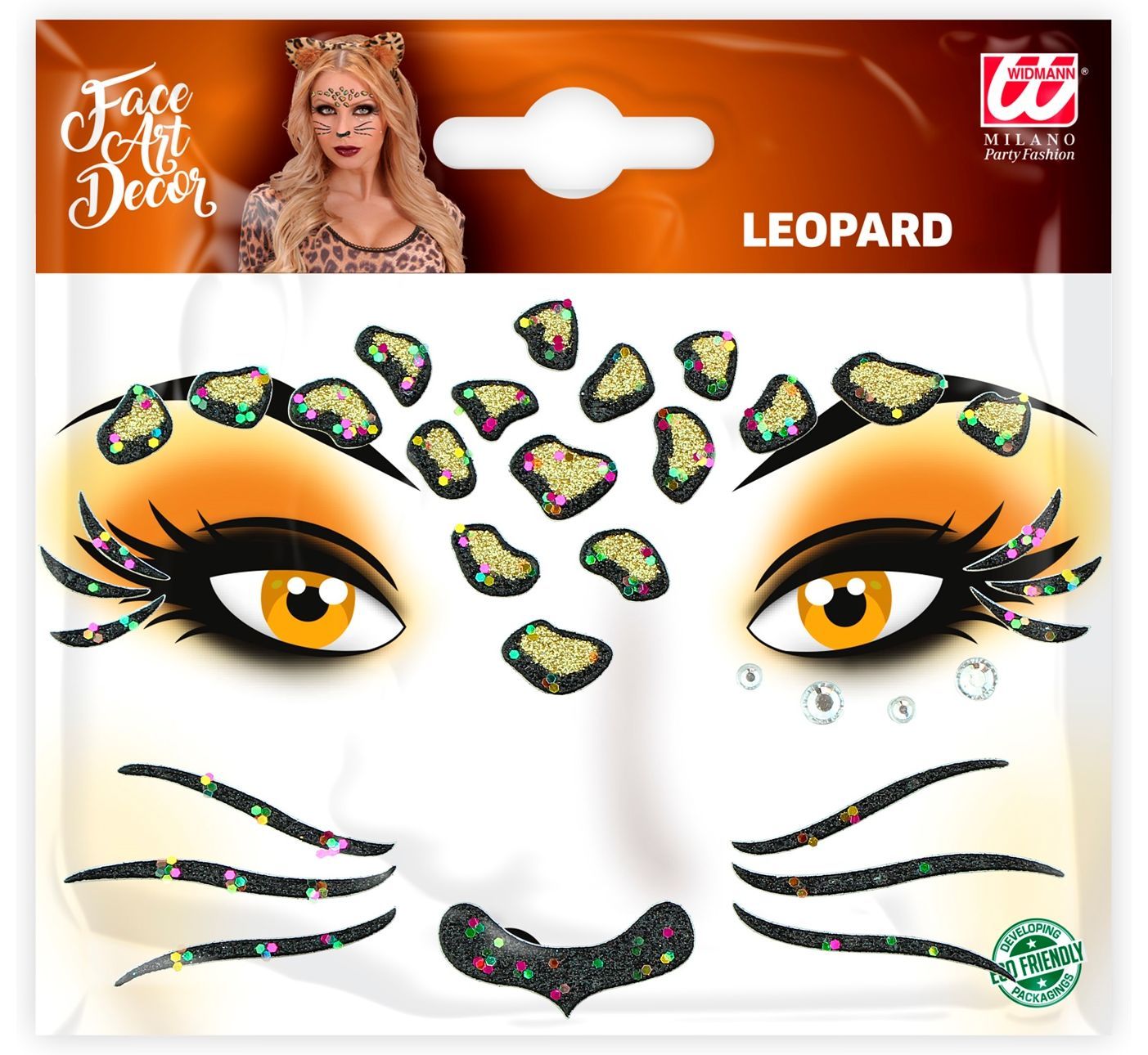 Gezicht glitter stickers luipaard