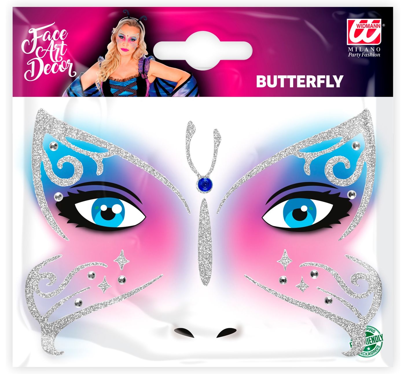Gezicht glitter stickers vlinder