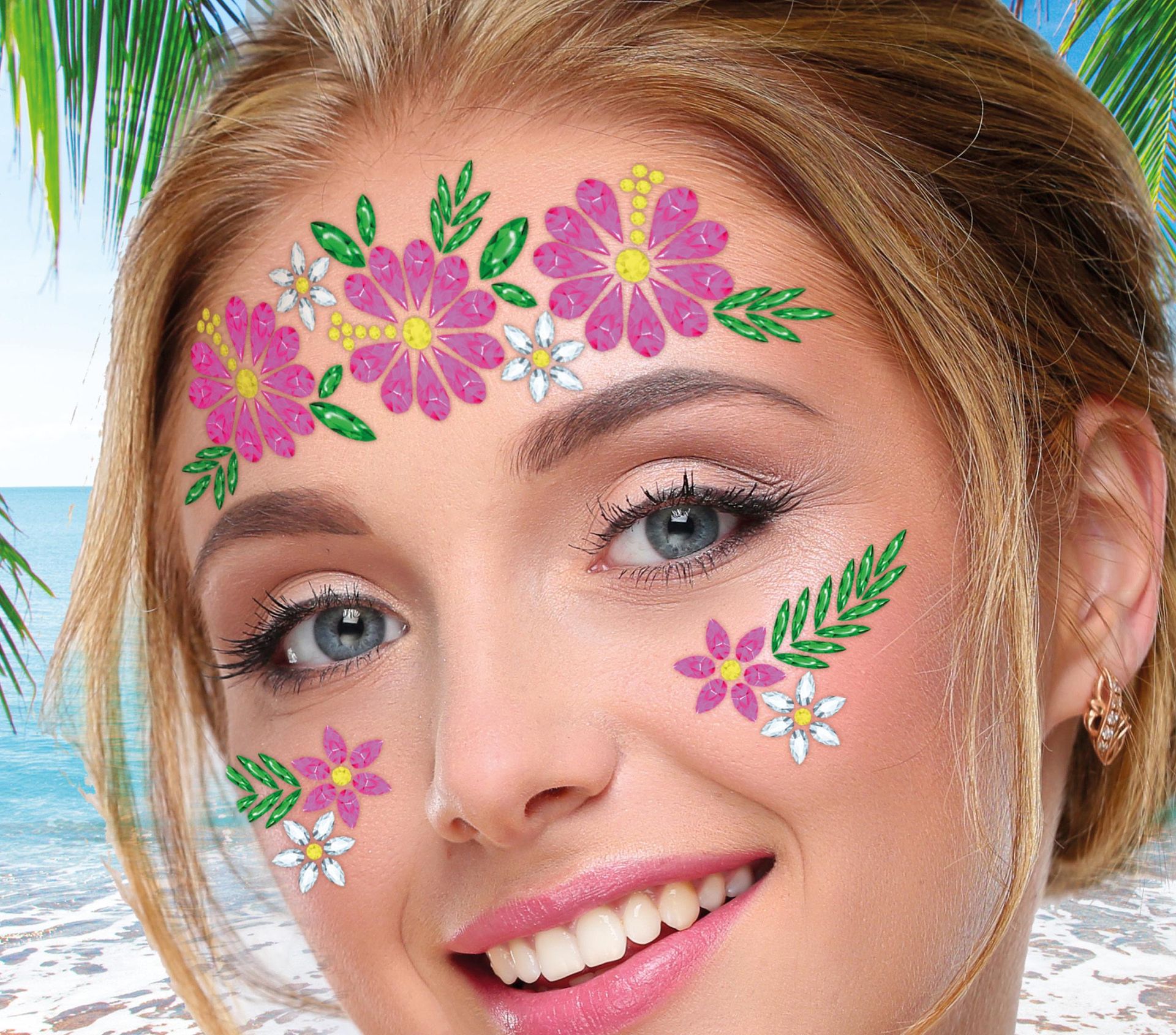 Gezichtsjuwelen Tropische Bloemen