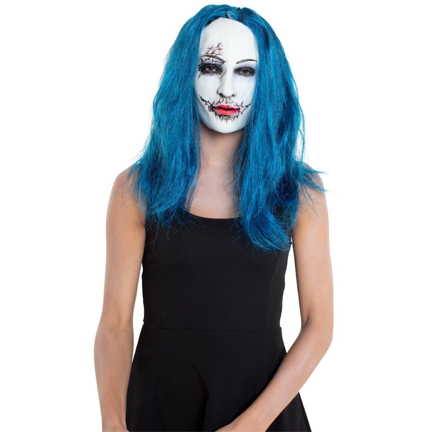 Gezichtsmasker horror vrouw met haar latex