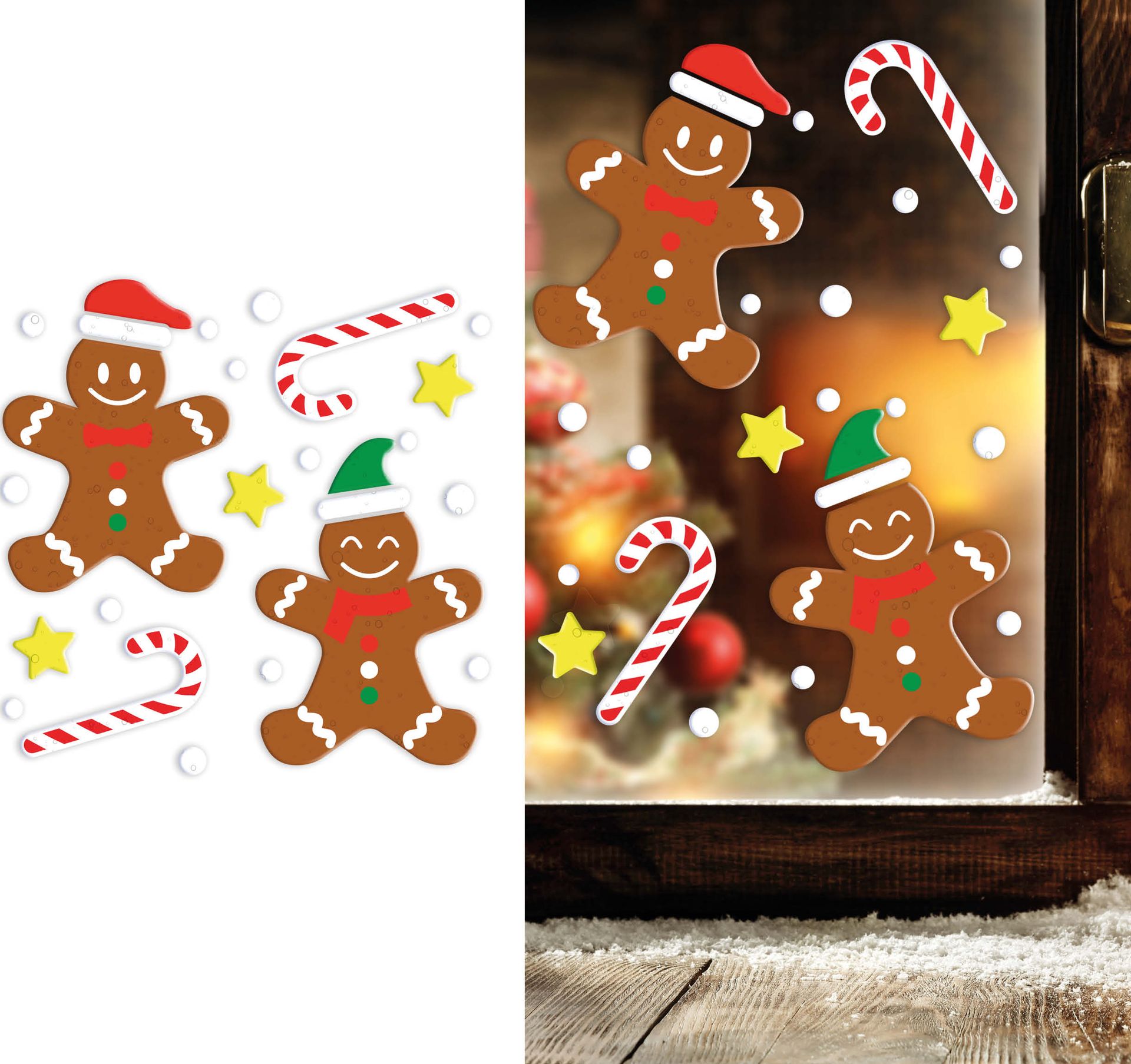Gingerbread raam sticker gel kerst
