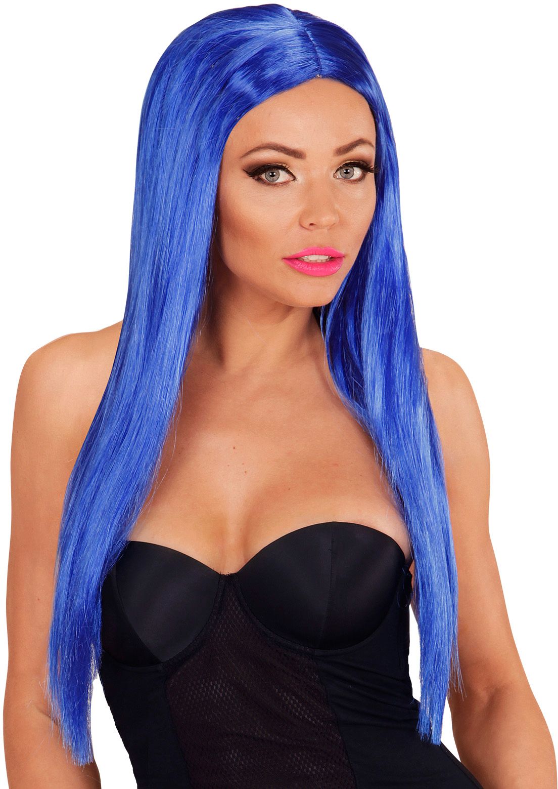 Glamour pruik blauw