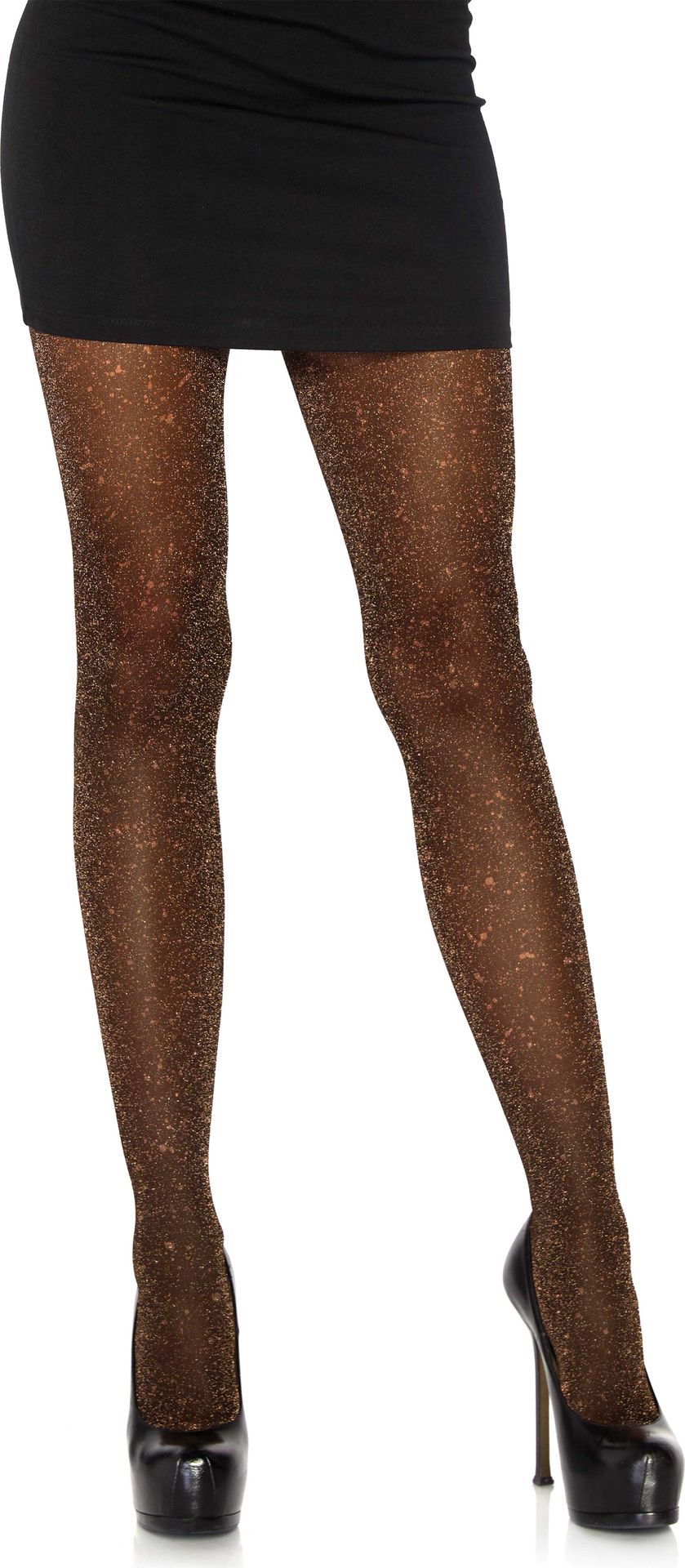 Glimmende bronzen zwarte panty