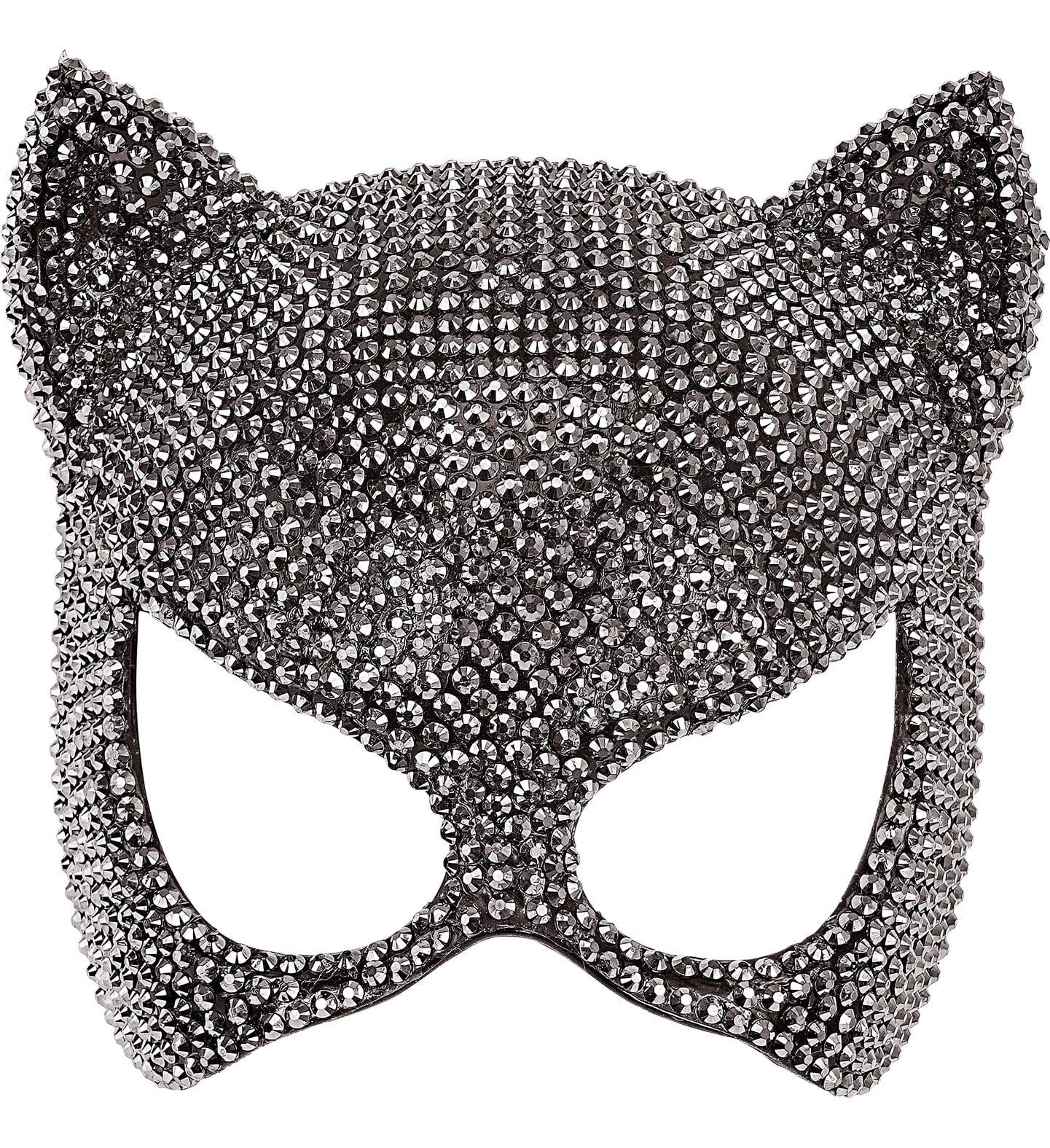 Glinsterend Kattenmasker Zilver met Diamanten