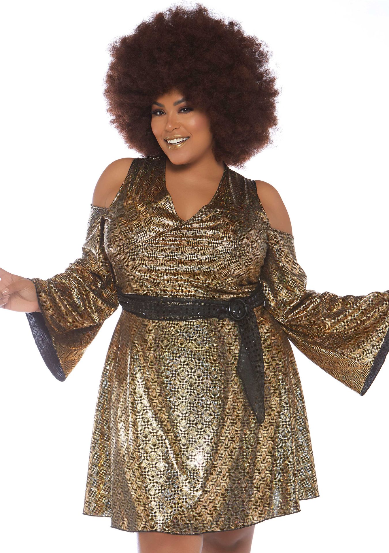 Glitter disco jurk kort plus size