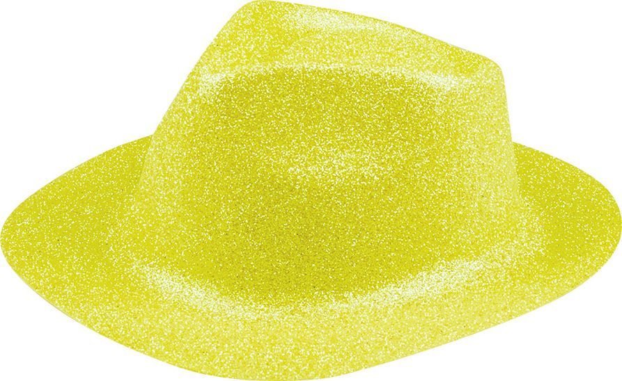 Glitter fedora neon geel