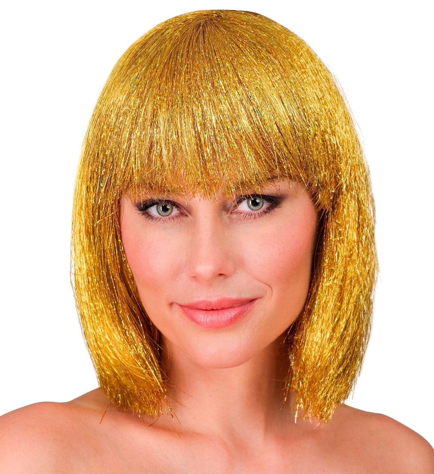 Glitter Feestpruik Goud Dames