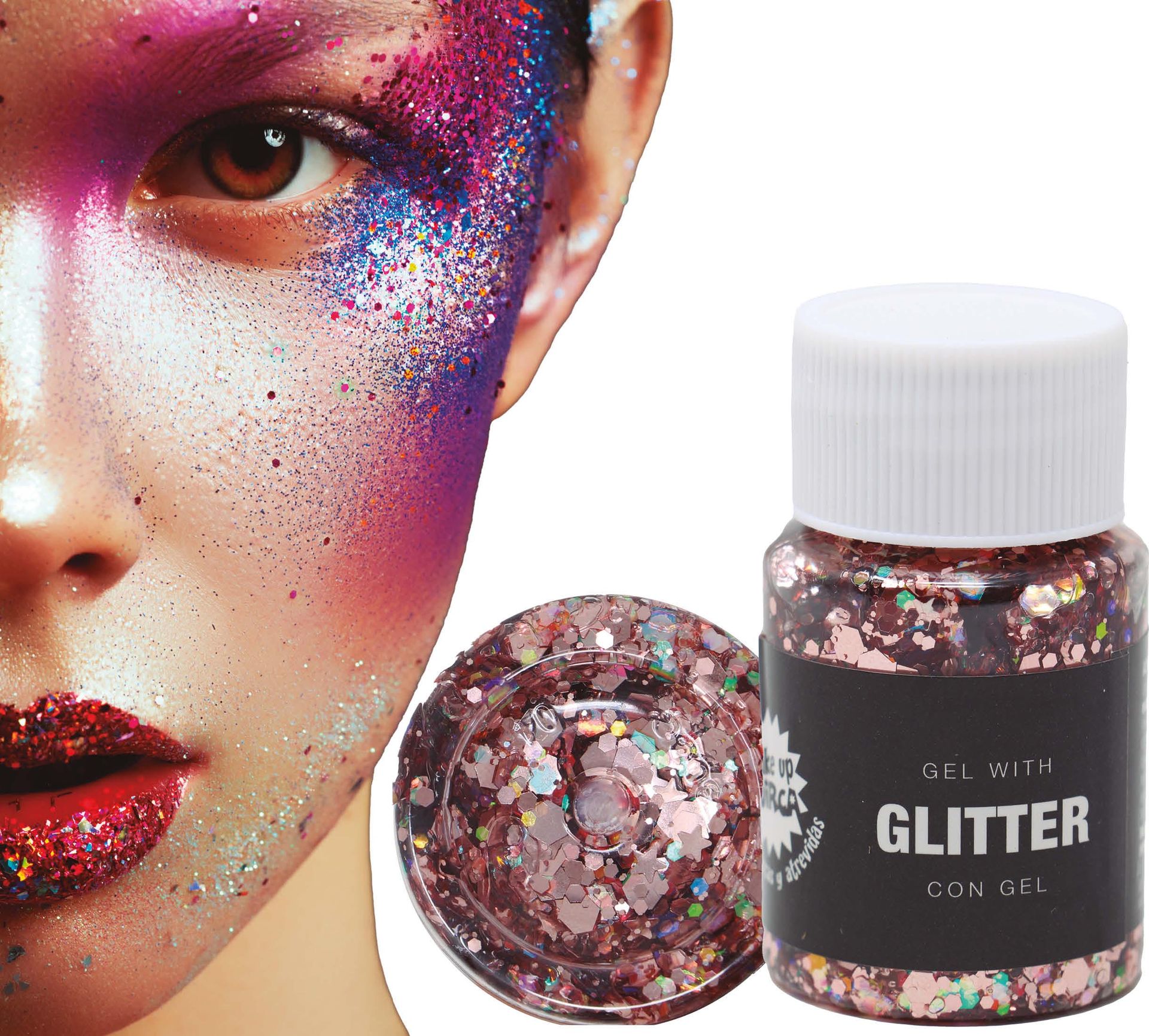 Glitter gel roze/goud 20g