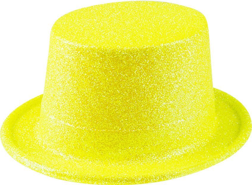 Glitter hoge hoed neon geel