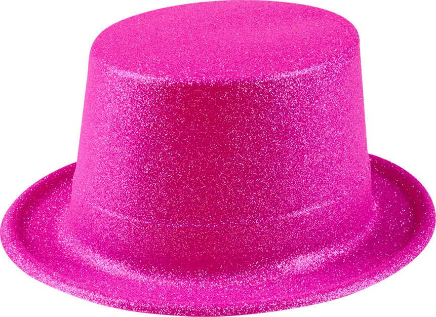Glitter hoge hoed neon roze