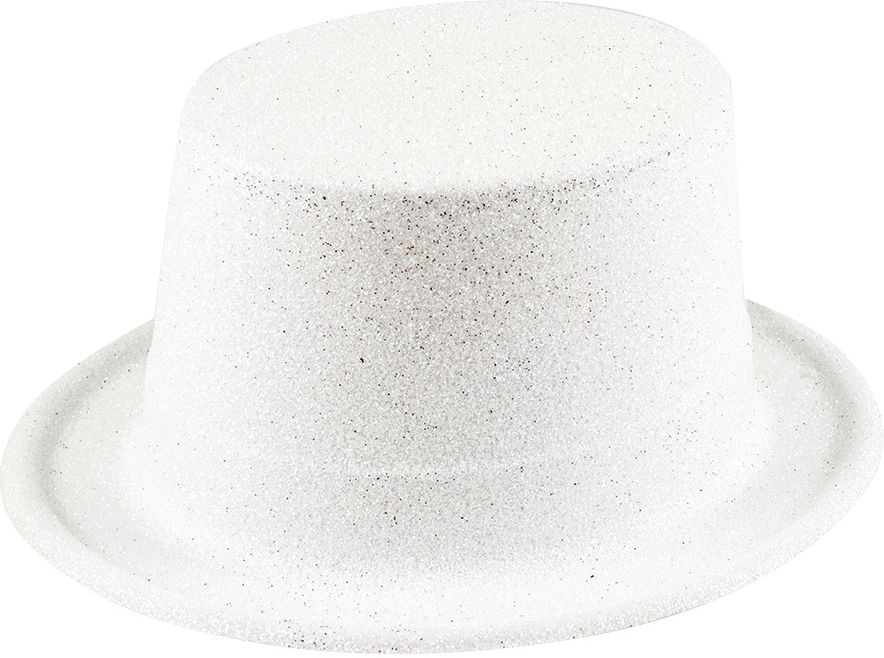 Glitter hoge hoed wit