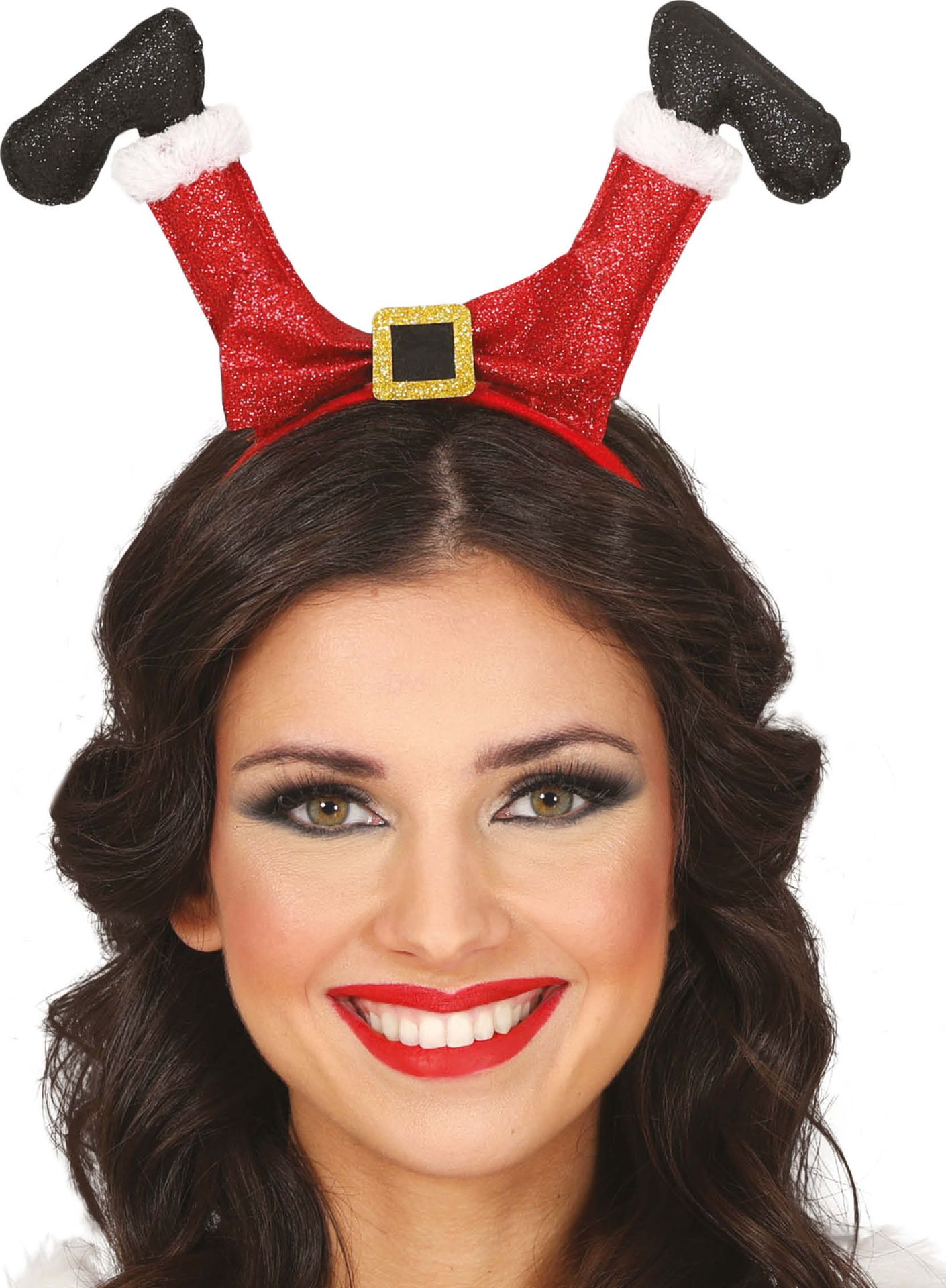 Glitter kerst hoofdband kerstman benen