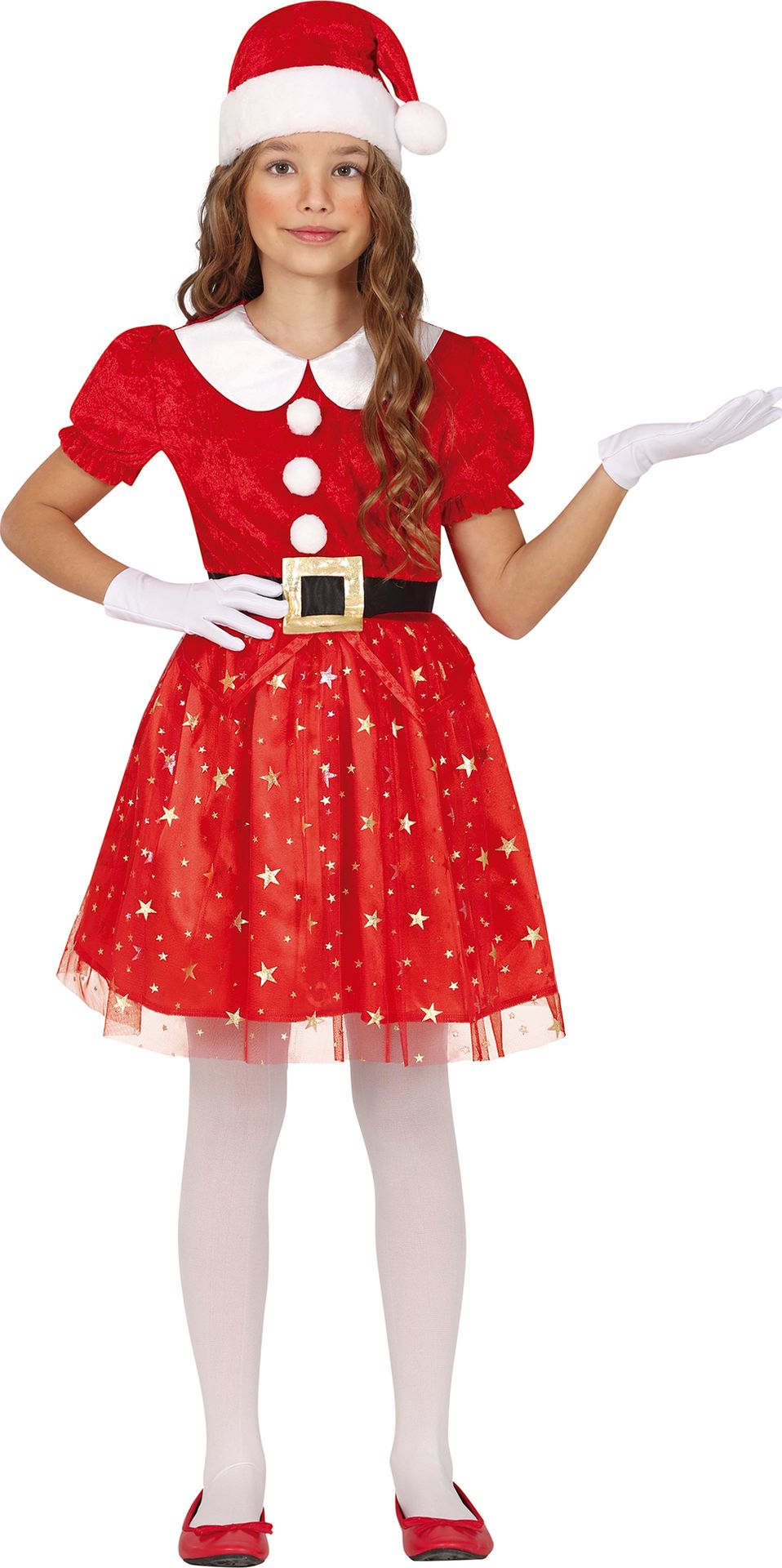 Glitter kerstmeisje jurk kinderen