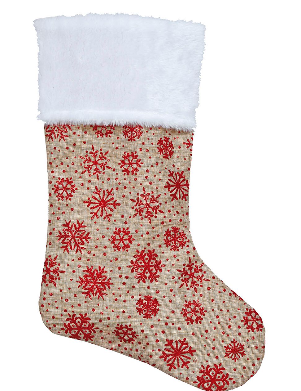 Glitter kerstsok met sneeuwvlokken 47cm