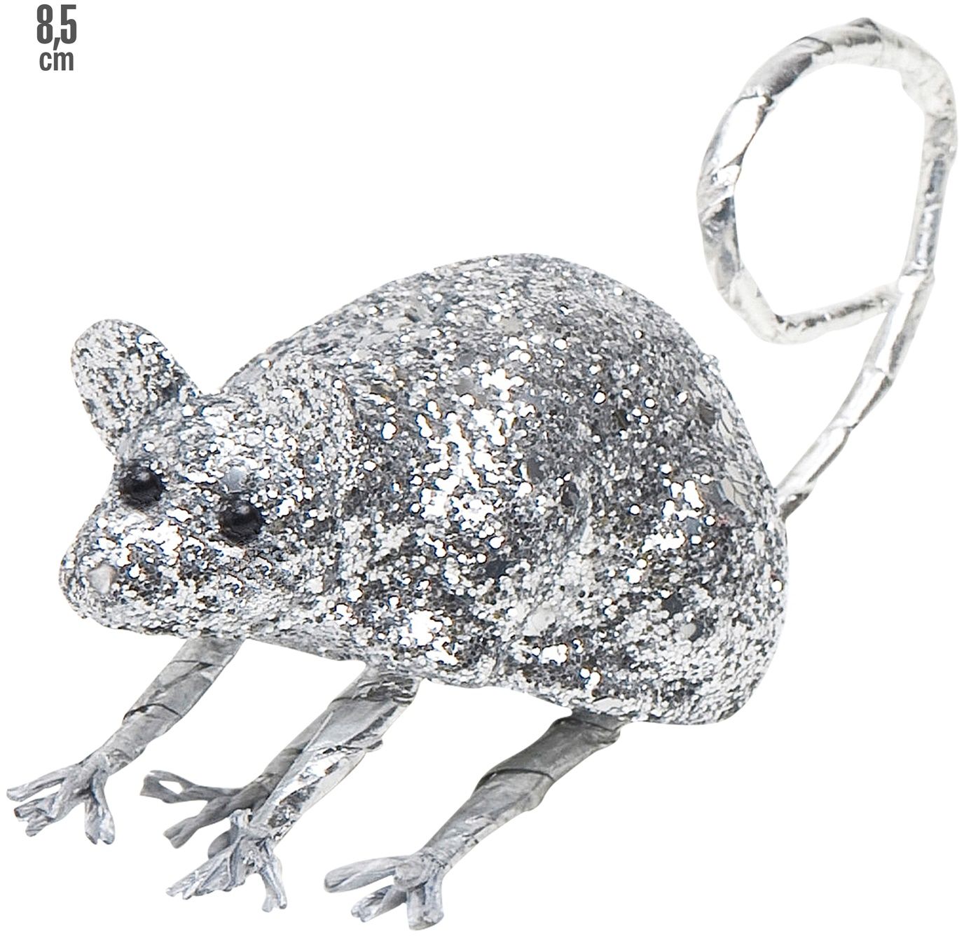 Glitter muis zilver