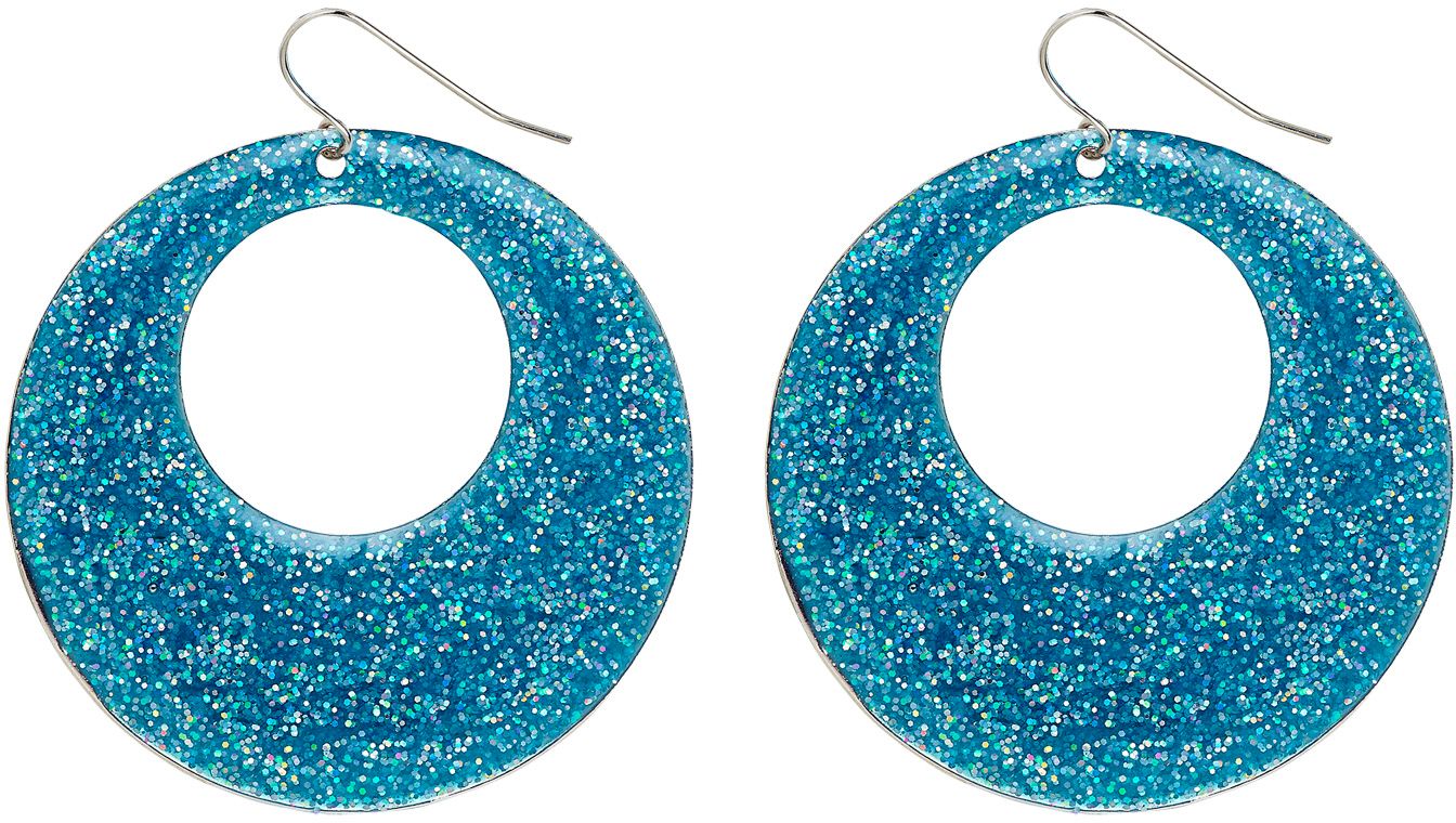 Glitter oorbellen blauw