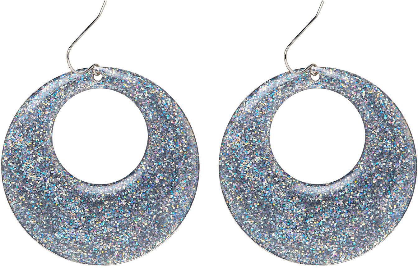 Glitter oorbellen zilver