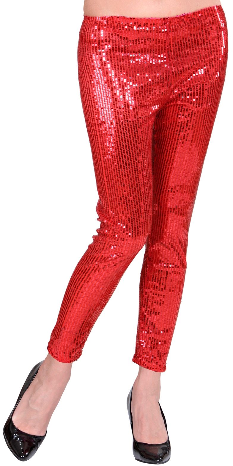 Glitter pailletten legging rood