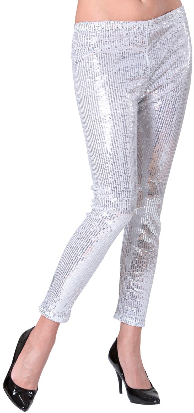 Glitter pailletten legging zilver