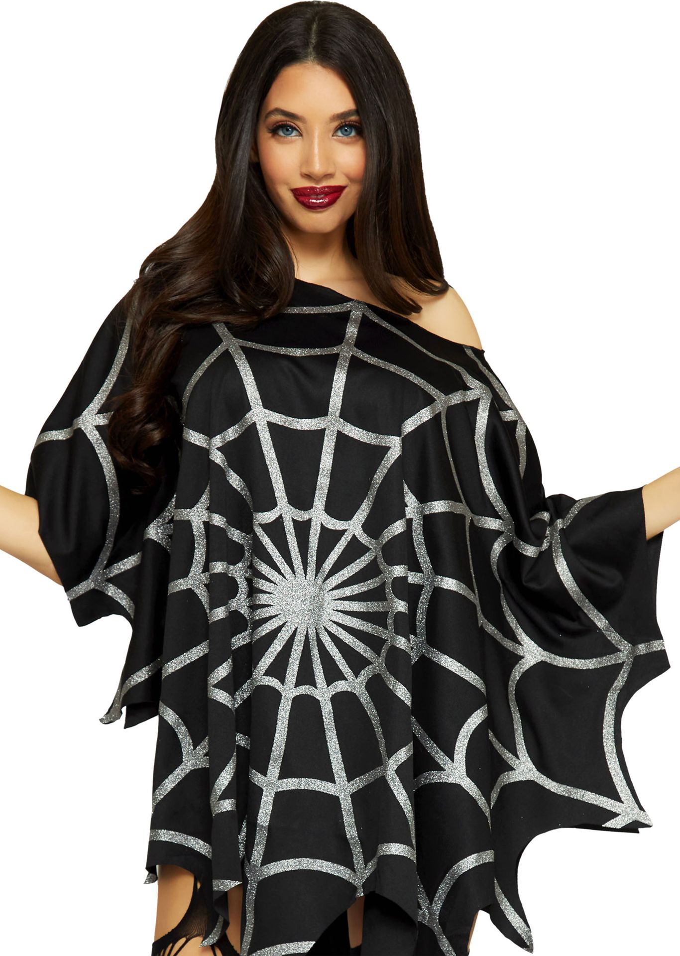 Glitter spinnenweb poncho