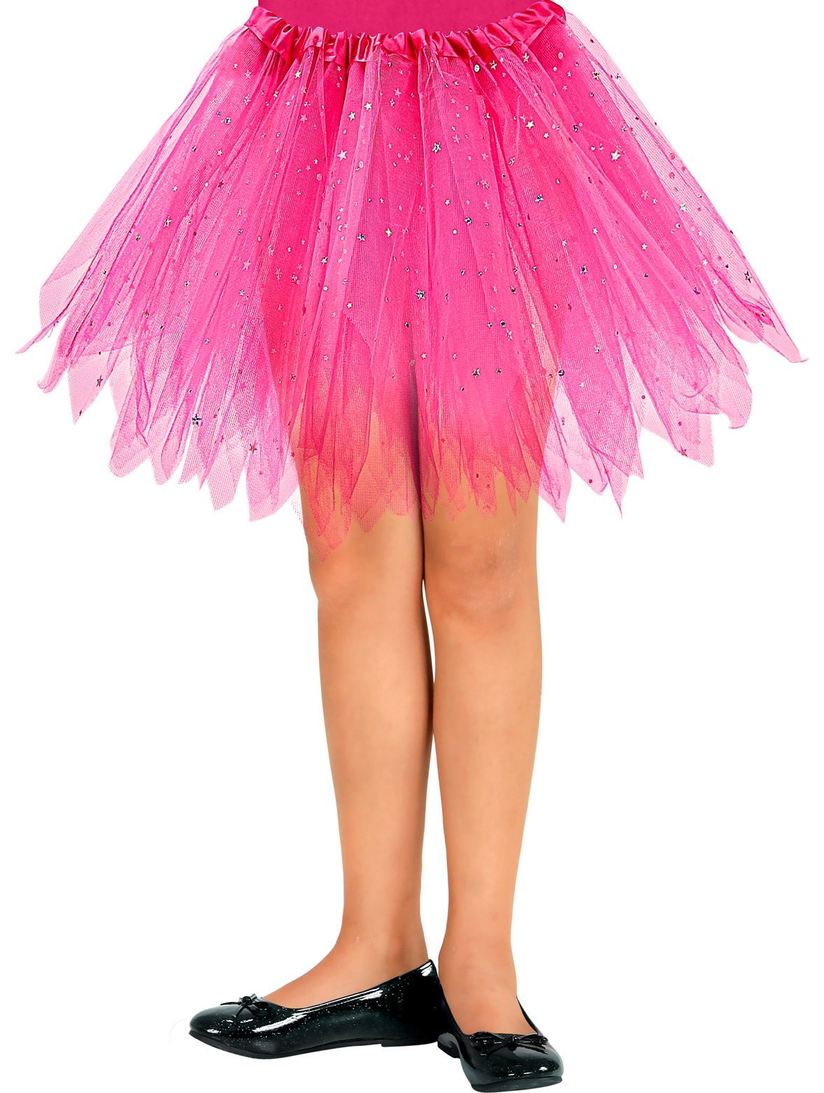 Glitter sterren tutu neonroze kinderen