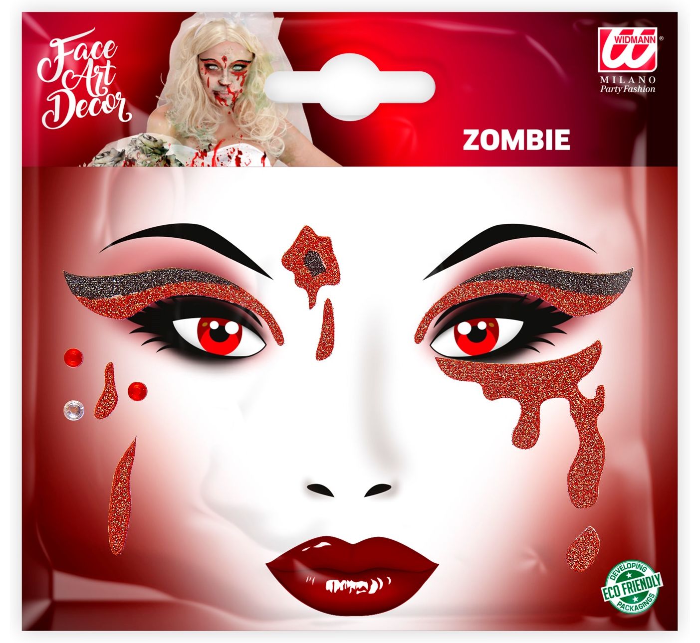 Glitter stickers gezicht zombie