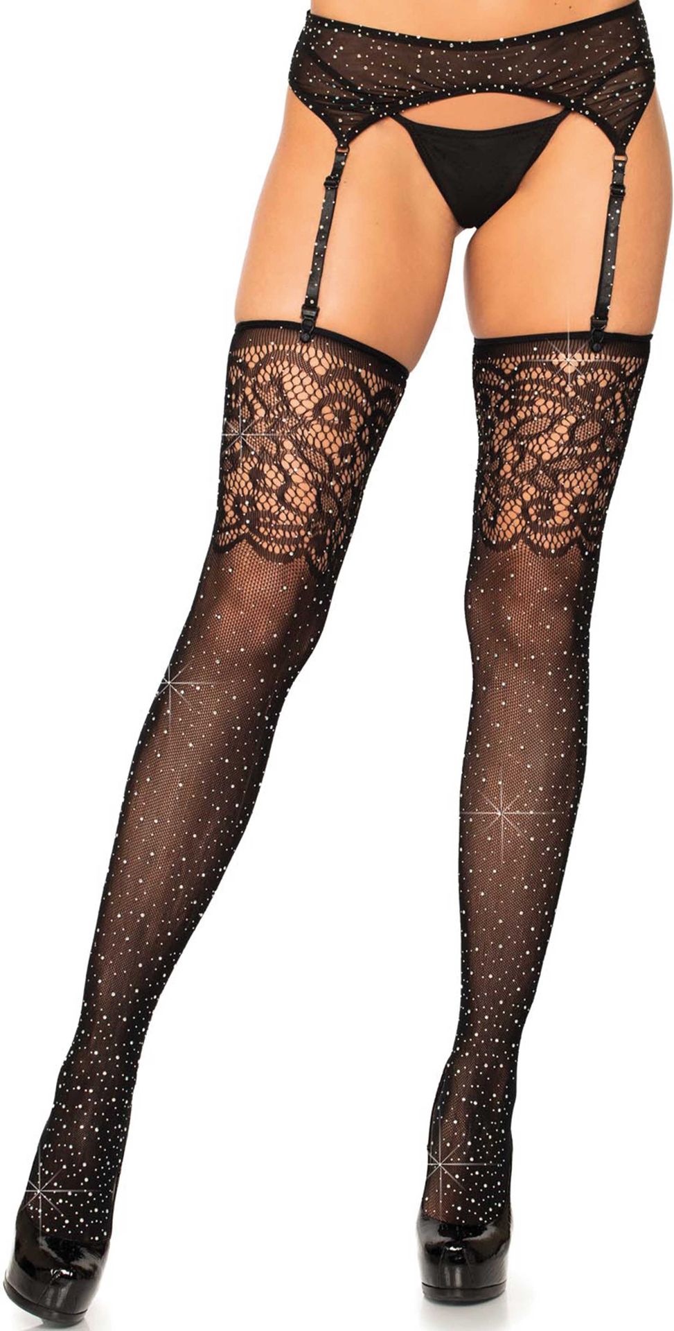 Glitter stockings met kant motief