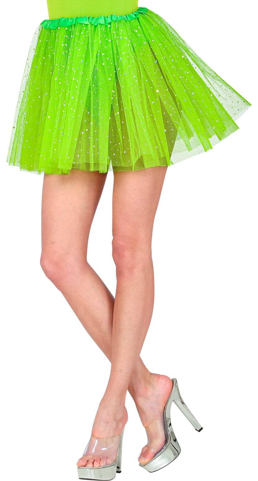 Glitter tutu neon groen kort vrouwen