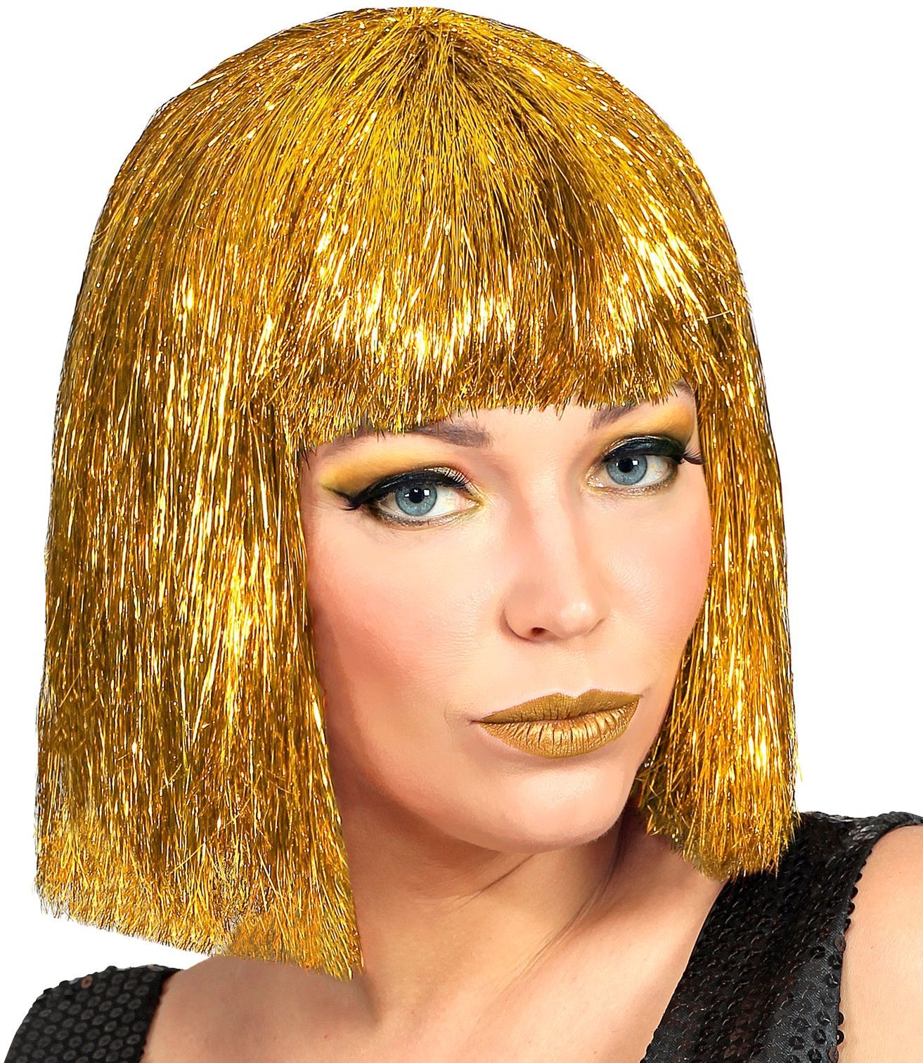 Glitter Vegas pruik goud