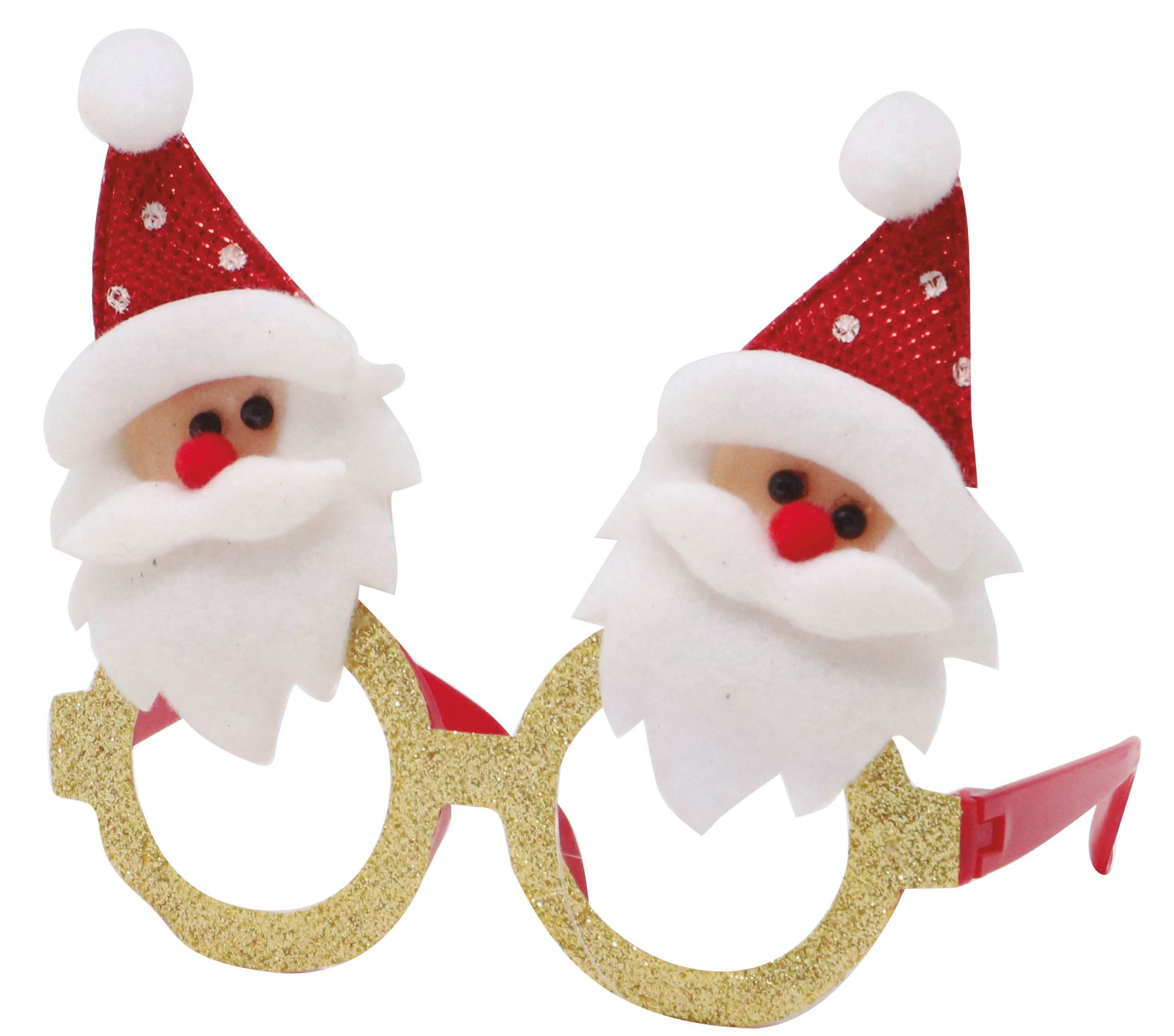 Glitterende gouden kerstman bril