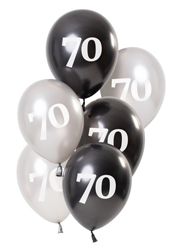 Glossy black 70 jaar ballonnen 6 stuks