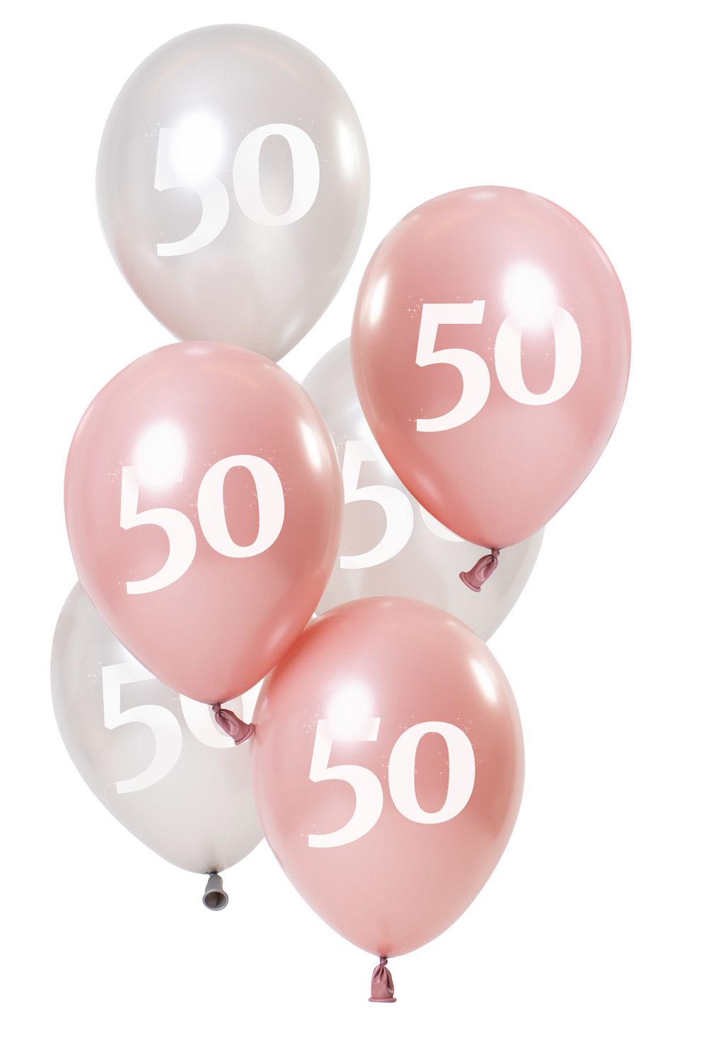 Glossy pink 50 jaar ballonnen 6 stuks