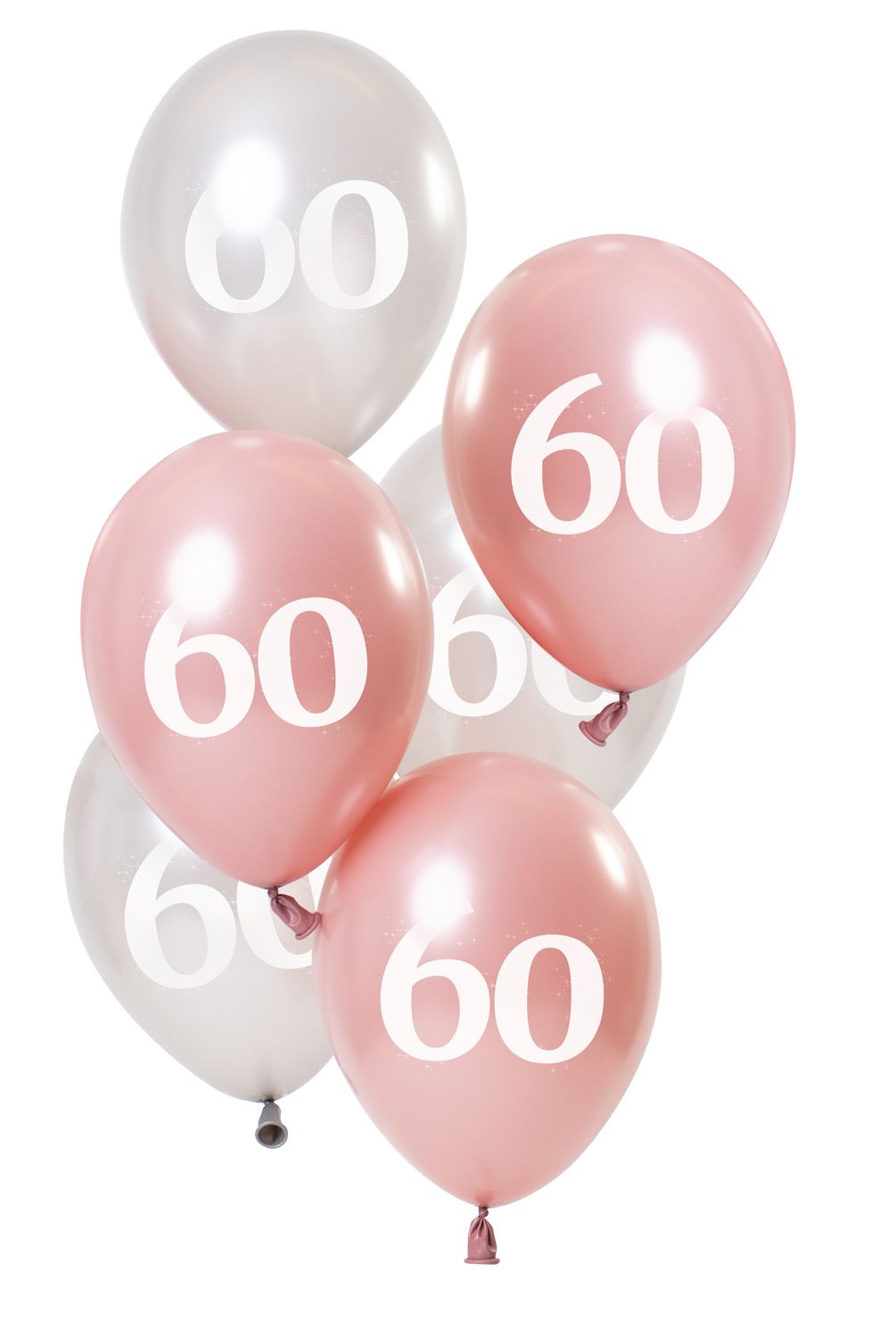 Glossy pink 60 jaar ballonnen 6 stuks