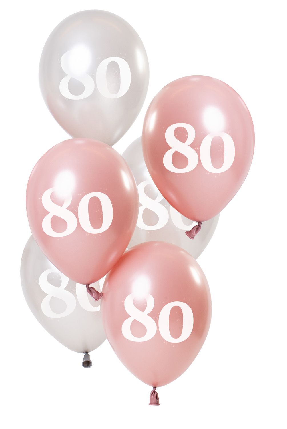 Glossy pink 80 jaar ballonnen 6 stuks