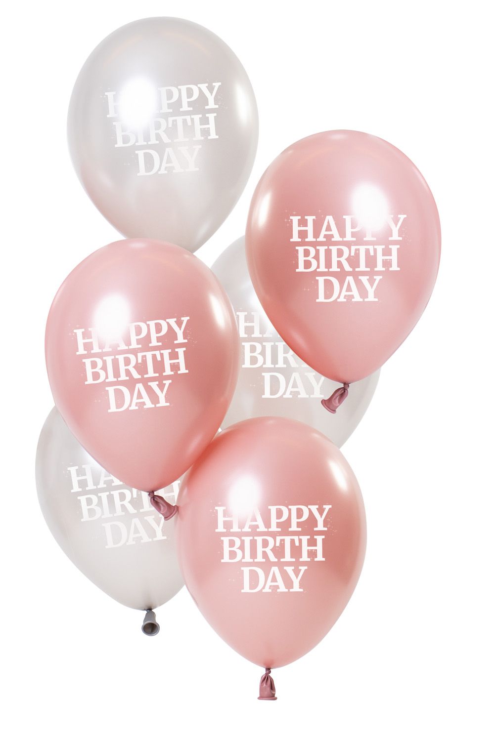 Glossy pink happy birthday ballonnen 6 stuks