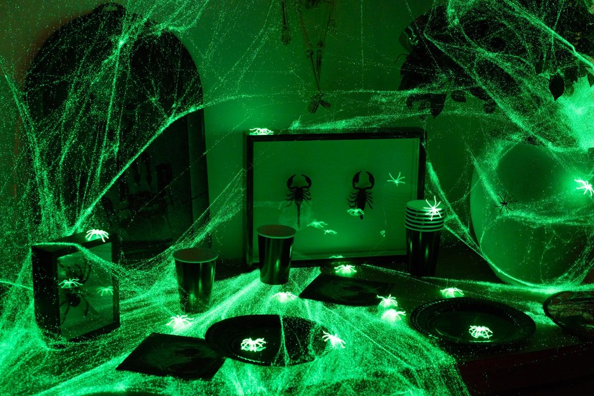 Glow in the dark spinnenweb 500 gram