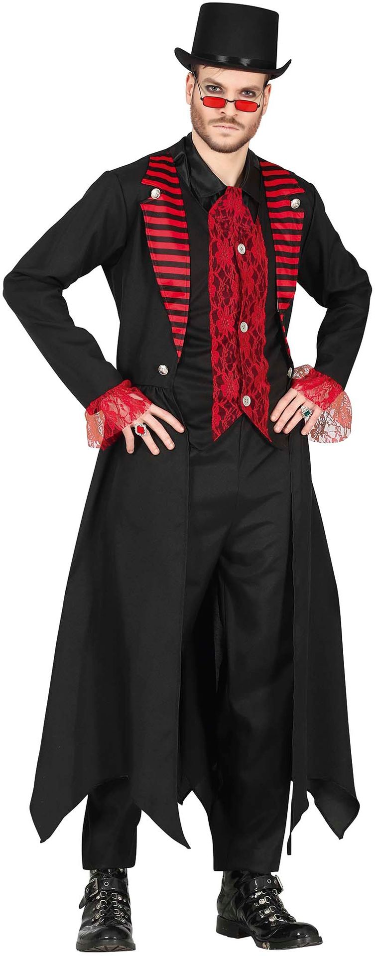 Goth rood outfit heren
