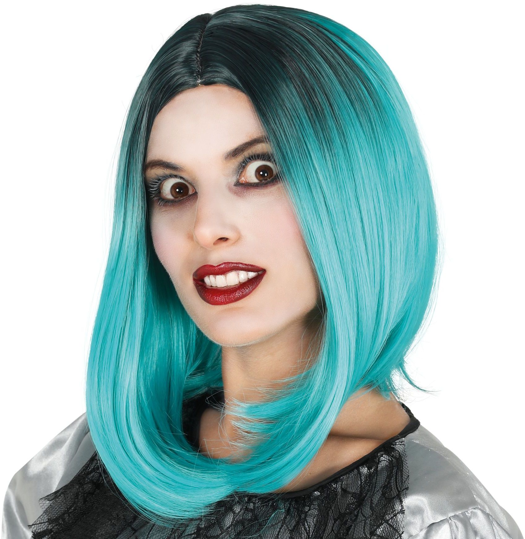 Gothic boblijn pruik blauw
