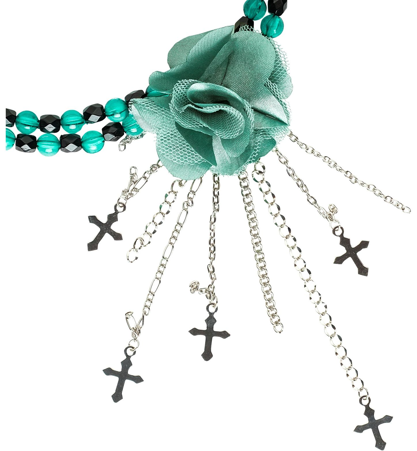 Gothic choker met bloem groen