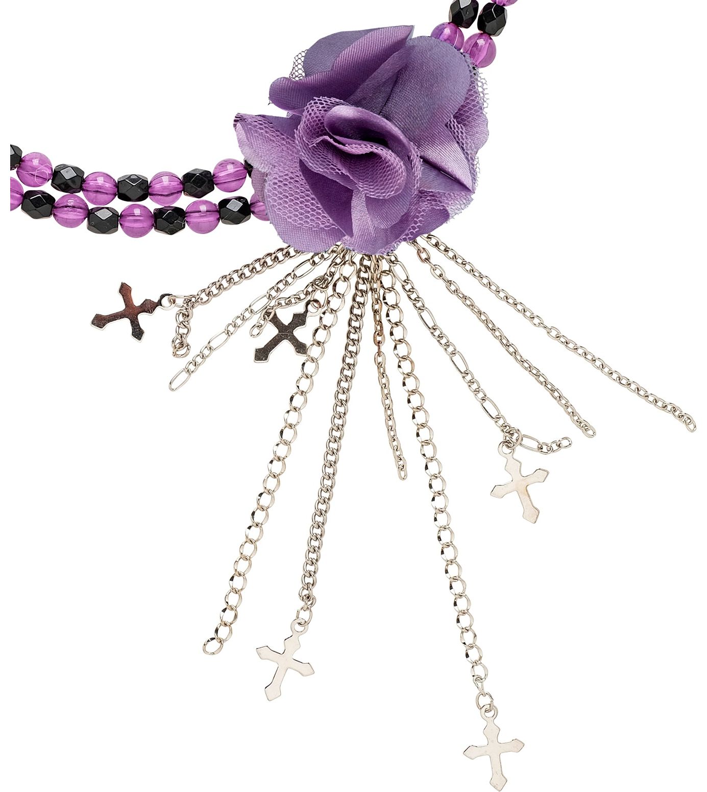 Gothic choker met bloem paars