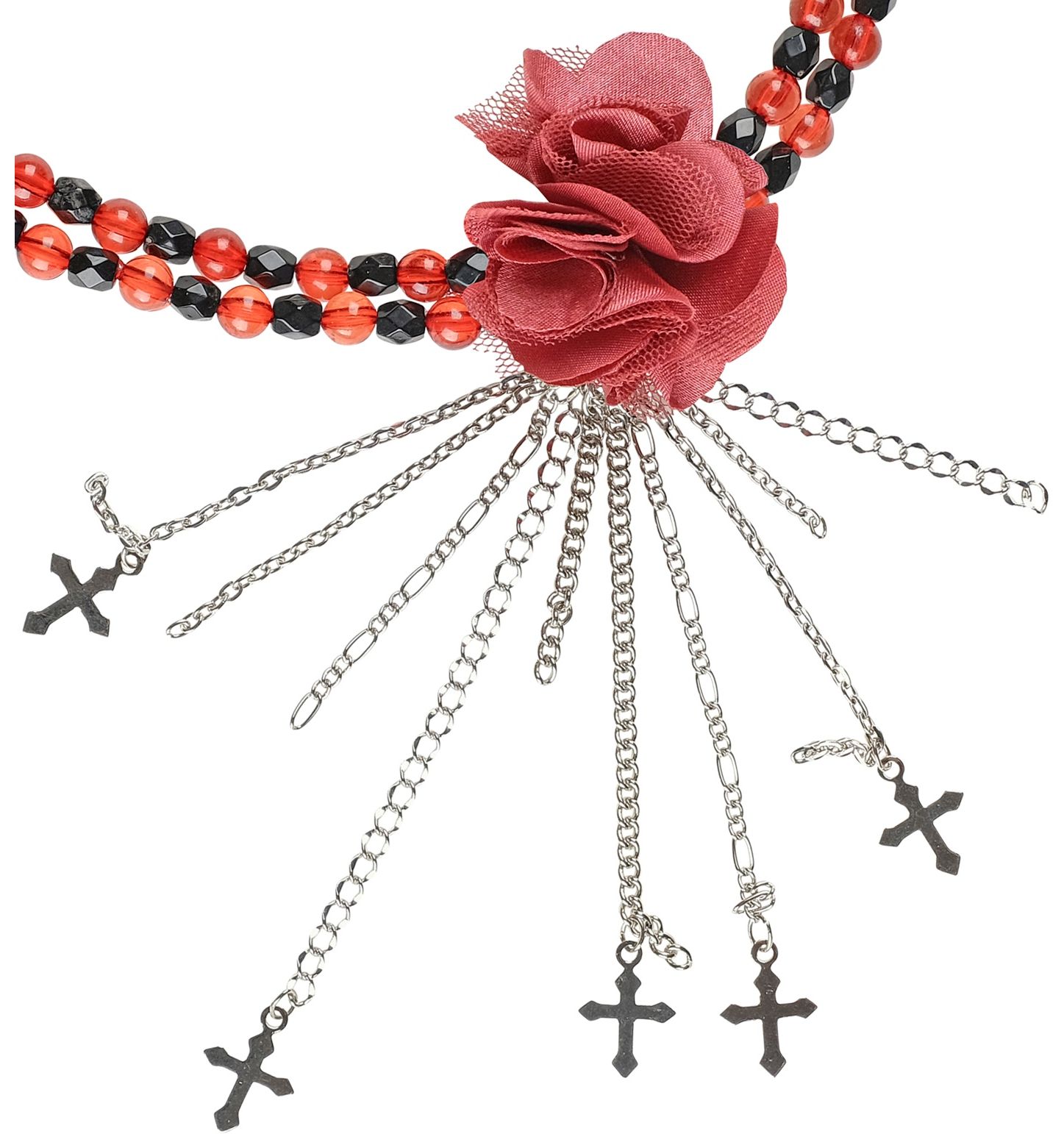 Gothic choker met bloem rood